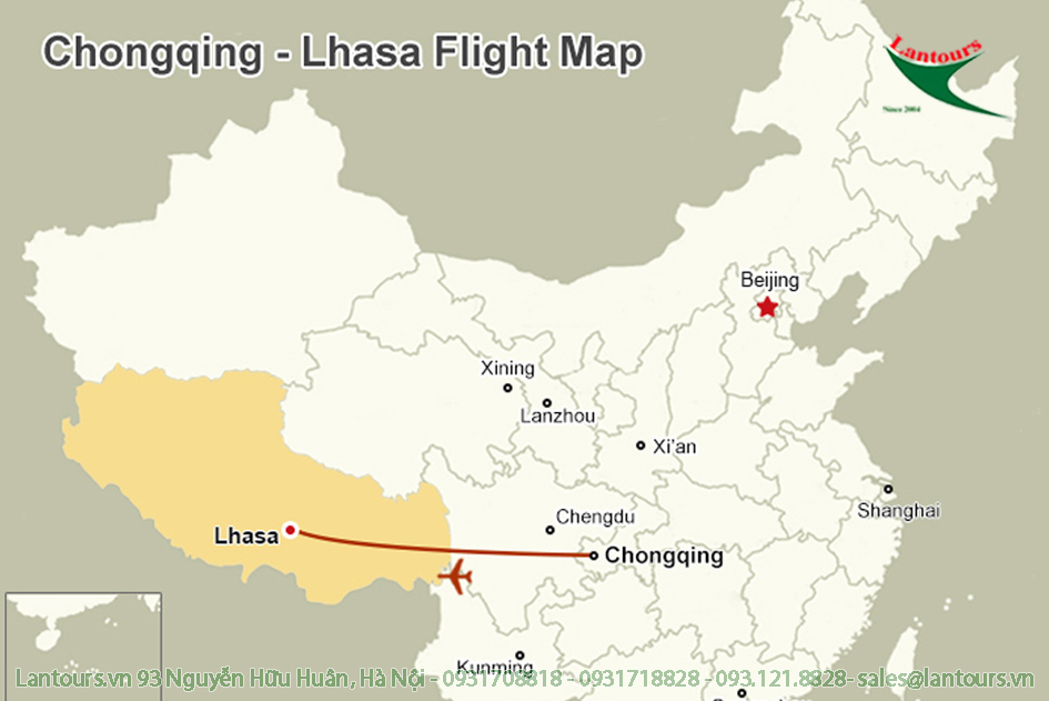 Flight to Lhasa map